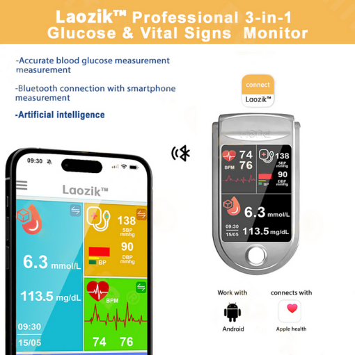 Professional 3in1 Glucose & Vital Signs Monitor